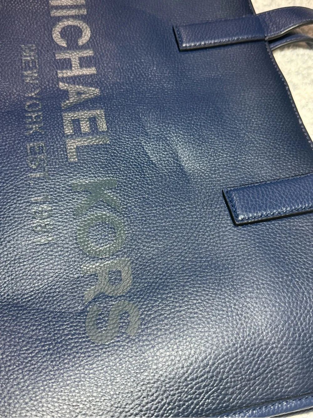 Michael Kors Navy Pebbled Leather Briefcase Tote